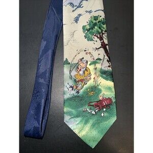 Vintage Balancine Hot Cakes Men’s Golf Tie, Navy Blue, Size 57” x   3 1/2”